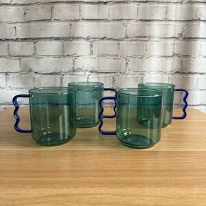 Room Essentials Teal and Blue Glass Mug‎ Set